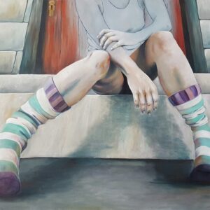 Olio su tela - dalla serie prospettive - la porta rossa